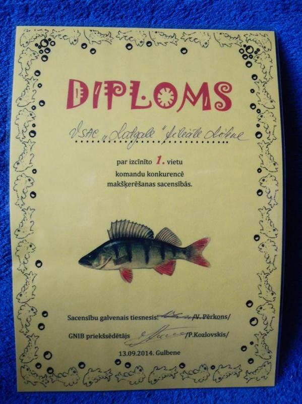 Diploms par iegūto pirmo vietu